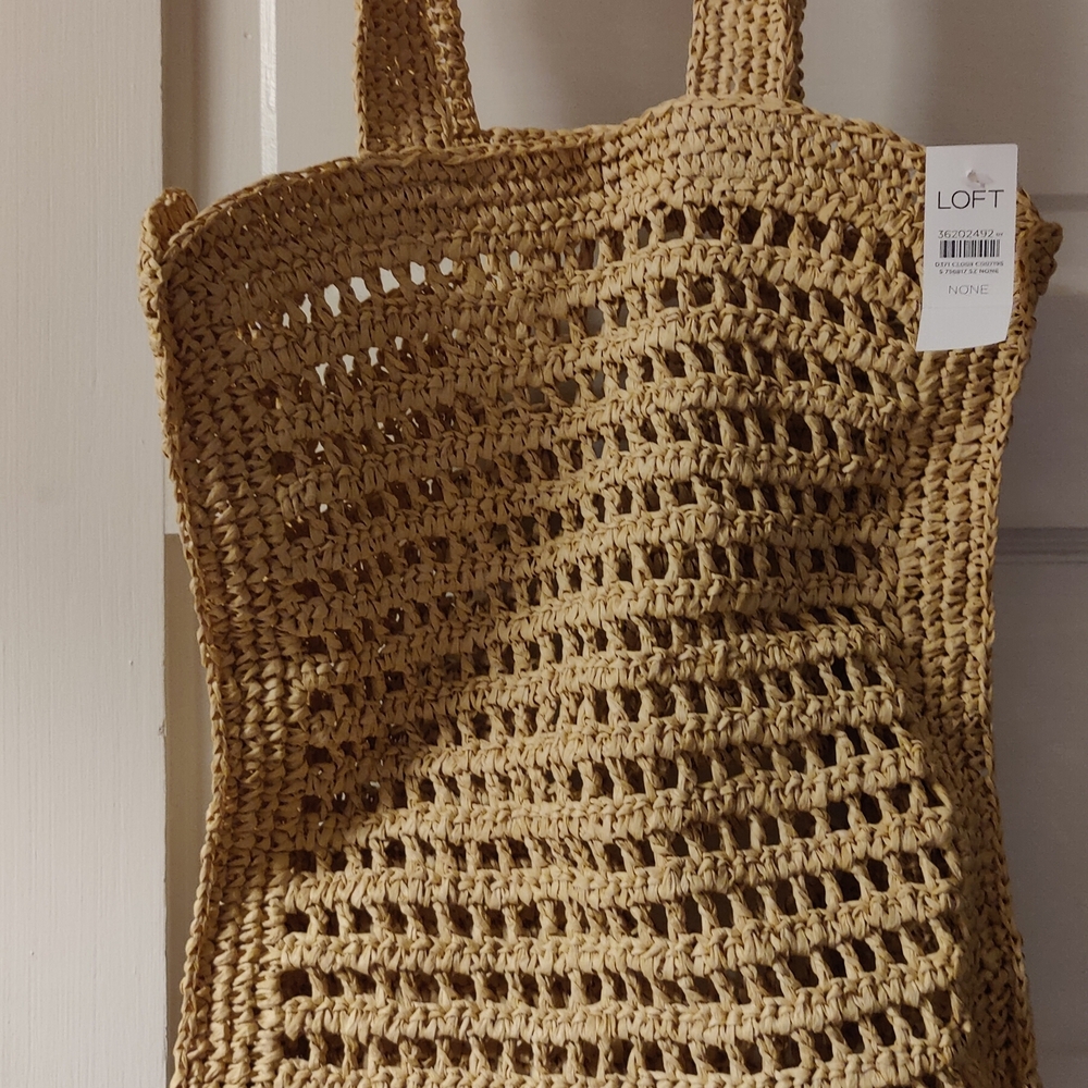 LOFT Natural Woven Tote Bag